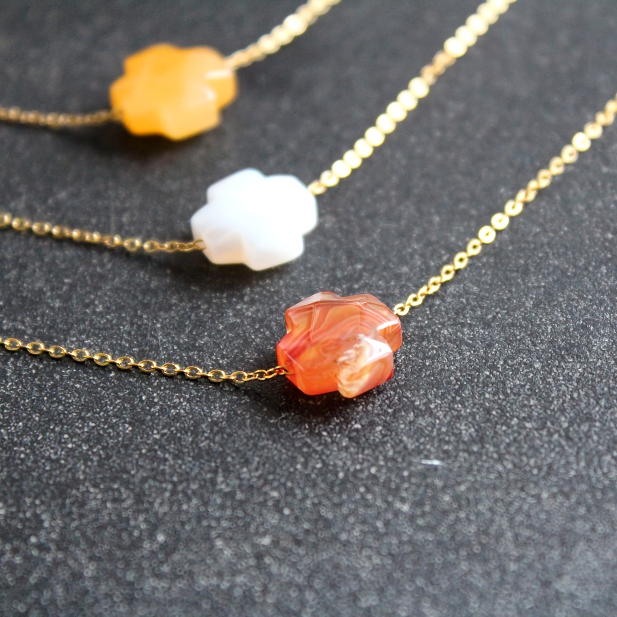 Women's Vintage Natural Agate Cross Necklace